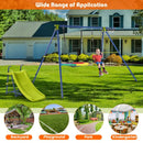 4-in-1 Metal Swing Set with Slide and Basketball Hoop – Multicolour