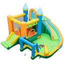 Inflatable Water Park with Curved Slide and Soccer Goal – Multicolour / Without blower