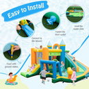 Inflatable Water Park with Curved Slide and Soccer Goal – Multicolour / Without blower