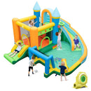 Inflatable Water Park with Curved Slide and Soccer Goal – Multicolour / With 680W blower