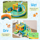 Inflatable Water Park with Curved Slide and Soccer Goal – Multicolour / With 680W blower