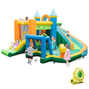 Inflatable Water Park with Curved Slide and Soccer Goal – Multicolour / With 680W blower