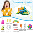 Inflatable Water Park with Curved Slide and Soccer Goal – Multicolour / With 680W blower