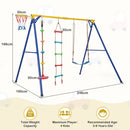 4-in-1 Swing Set with Climbing Rope and Ladder – Yellow & Blue