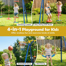 4-in-1 Swing Set with Climbing Rope and Ladder – Yellow & Blue