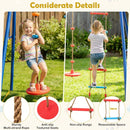 4-in-1 Swing Set with Climbing Rope and Ladder – Yellow & Blue