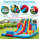 Inflatable Water Park with Long Slide and Climbing Wall – Multicolour / Without blower