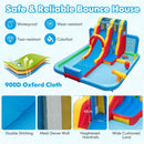 Inflatable Water Park with Long Slide and Climbing Wall – Multicolour / Without blower