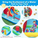Inflatable Water Park with Long Slide and Climbing Wall – Multicolour / Without blower