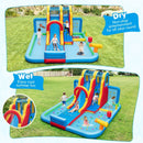 Inflatable Water Park with Long Slide and Climbing Wall – Multicolour / Without blower