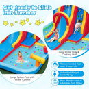 Inflatable Water Park with Long Slide and Climbing Wall – Multicolour / With 750W blower