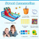 Inflatable Water Park with Long Slide and Climbing Wall – Multicolour / With 750W blower