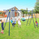 6-in-1 Outdoor Swing Set with Glider and Climbing Net – Green