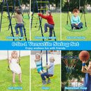 6-in-1 Outdoor Swing Set with Glider and Climbing Net – Green