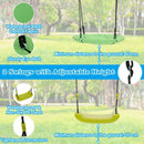 6-in-1 Outdoor Swing Set with Glider and Climbing Net – Green
