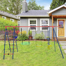 6-in-1 Outdoor Swing Set with Glider and Climbing Net – Red