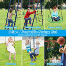6-in-1 Outdoor Swing Set with Glider and Climbing Net – Red