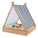 Kids Wooden Sandpit with Tent Canopy – Natural
