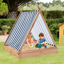 Kids Wooden Sandpit with Tent Canopy – Natural