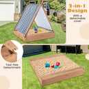 Kids Wooden Sandpit with Tent Canopy – Natural