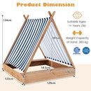 Kids Wooden Sandpit with Tent Canopy – Natural