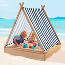 Kids Wooden Sandpit with Tent Canopy – Natural