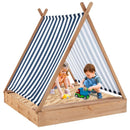 Kids Wooden Sandpit with Tent Canopy – Natural