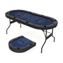 182 cm Folding Poker Table with Eight Cup Holders – Blue