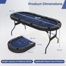 182 cm Folding Poker Table with Eight Cup Holders – Blue