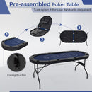 182 cm Folding Poker Table with Eight Cup Holders – Blue