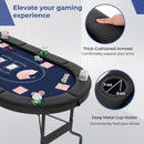 182 cm Folding Poker Table with Eight Cup Holders – Blue