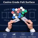 182 cm Folding Poker Table with Eight Cup Holders – Blue