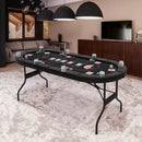 182 cm Folding Poker Table with Eight Cup Holders – Black