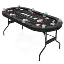 182 cm Folding Poker Table with Eight Cup Holders – Black