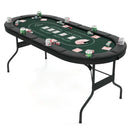 182 cm Folding Poker Table with Eight Cup Holders – Green