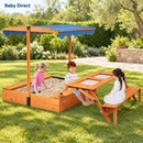 Baby Direct Wooden Sandbox with Picnic Table and Canopy — Blue, gallery image 1