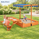 Baby Direct Wooden Sandbox with Picnic Table and Canopy — Blue, gallery image 2