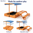 Baby Direct Wooden Sandbox with Picnic Table and Canopy — Blue, gallery image 4