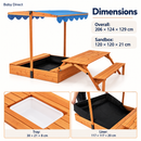 Baby Direct Wooden Sandbox with Picnic Table and Canopy — Blue, gallery image 5