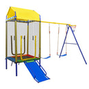 Outdoor Swing Set with Trampoline, Slide and Hoop – Yellow