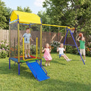 Outdoor Swing Set with Trampoline, Slide and Hoop – Yellow