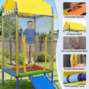 Outdoor Swing Set with Trampoline, Slide and Hoop – Yellow