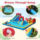 Inflatable Water Park with Tall Slide and Climbing Wall – Multicolour / With 680W blower