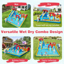 Inflatable Water Park with Tall Slide and Climbing Wall – Multicolour / With 680W blower