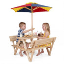 Kids Picnic Table, Toddlers' Outdoor Table w/ 2 Built-in Benches - Natural