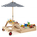 Kids Sandpit and Picnic Table with Removable Umbrella – Blue