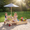 Kids Sandpit and Picnic Table with Removable Umbrella – Blue