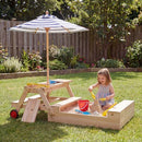 Kids Sandpit and Picnic Table with Removable Umbrella – Blue