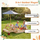 Kids Sandpit and Picnic Table with Removable Umbrella – Blue