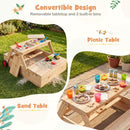 Kids Sandpit and Picnic Table with Removable Umbrella – Blue